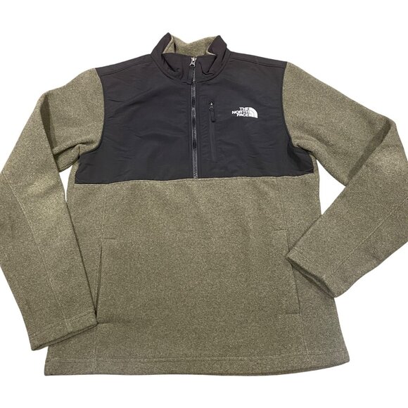 The North Face Denali 1/4 Zip Fleece Pullover Men's Sz S Olive Green Black - Picture 1 of 12